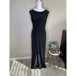 Boston Proper Women Black Cocktail Dress Small Maxi Gathered Sleeveless